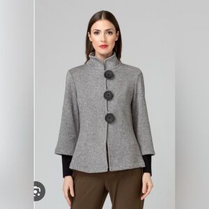Joseph Ribkoff Gray Cape Jacket with Black Accents